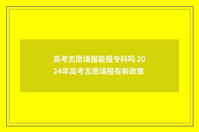 高考志愿填报能报专科吗 2024年高考志愿填报有新政策