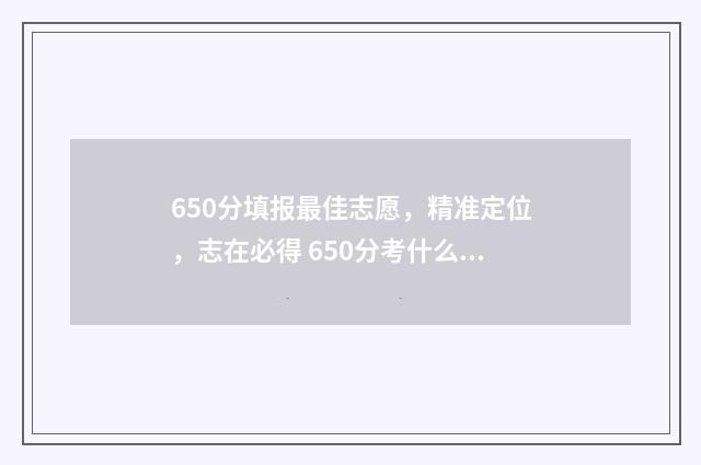 650分填报最佳志愿，精准定位，志在必得 650分考什么大学好
