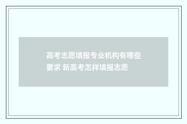 高考志愿填报专业机构有哪些要求 新高考怎样填报志愿