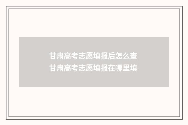 甘肃高考志愿填报后怎么查 甘肃高考志愿填报在哪里填