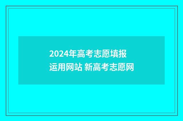2024年高考志愿填报运用网站 新高考志愿网