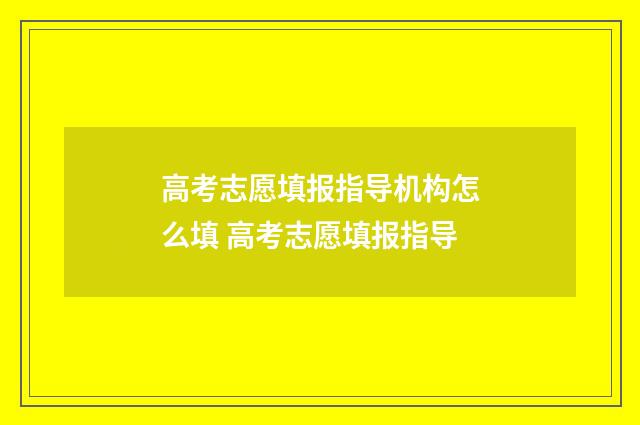 高考志愿填报指导机构怎么填 高考志愿填报指导