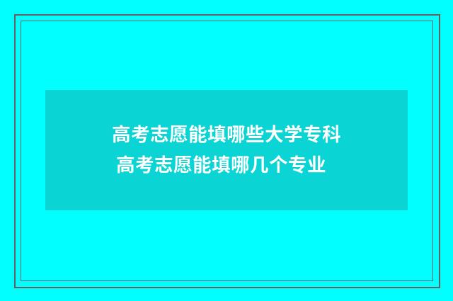 高考志愿能填哪些大学专科 高考志愿能填哪几个专业