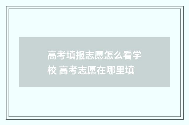 高考填报志愿怎么看学校 高考志愿在哪里填