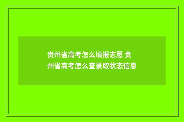 贵州省高考怎么填报志愿 贵州省高考怎么查录取状态信息