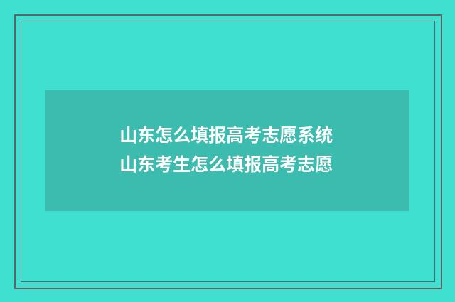 山东怎么填报高考志愿系统 山东考生怎么填报高考志愿