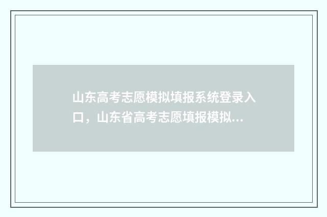 山东高考志愿模拟填报系统登录入口，山东省高考志愿填报模拟指南 山东高考志愿模式