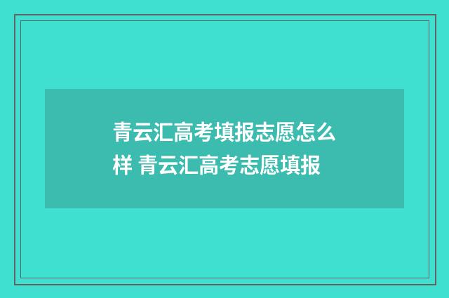 青云汇高考填报志愿怎么样 青云汇高考志愿填报