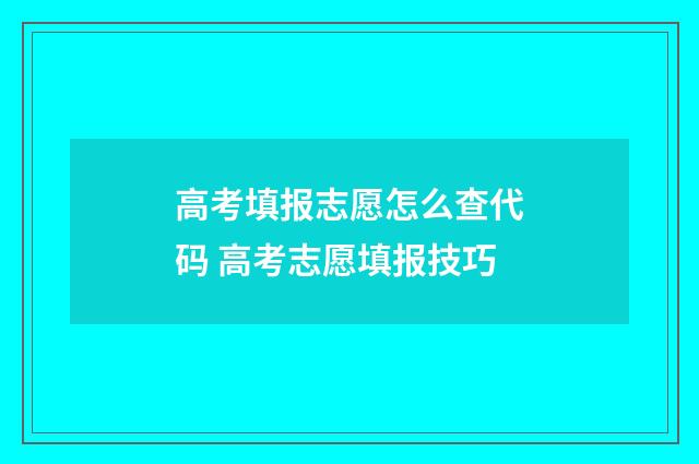 高考填报志愿怎么查代码 高考志愿填报技巧