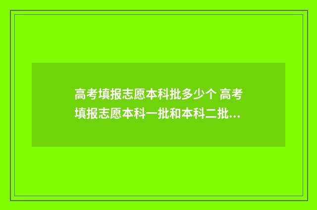 高考填报志愿本科批多少个 高考填报志愿本科一批和本科二批是什么