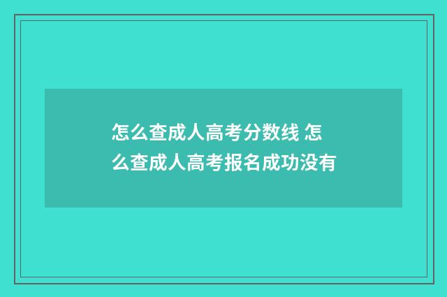 怎么查成人高考分数线 怎么查成人高考报名成功没有