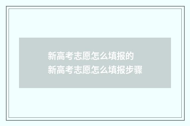 新高考志愿怎么填报的 新高考志愿怎么填报步骤