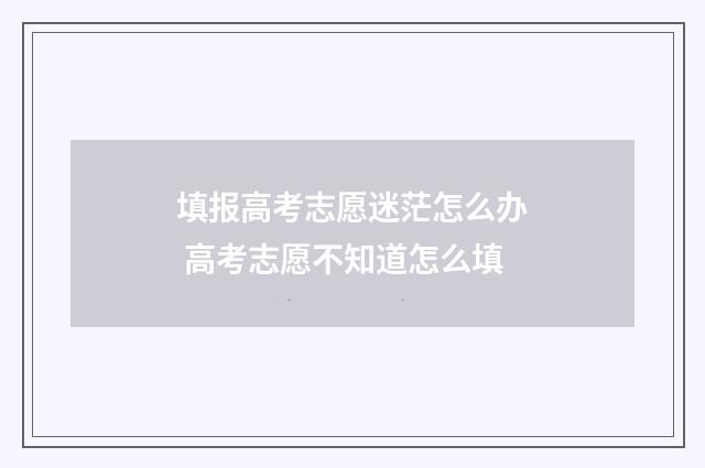 填报高考志愿迷茫怎么办 高考志愿不知道怎么填