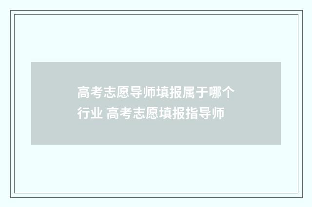 高考志愿导师填报属于哪个行业 高考志愿填报指导师