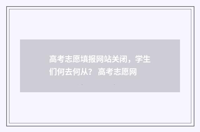 高考志愿填报网站关闭，学生们何去何从？ 高考志愿网