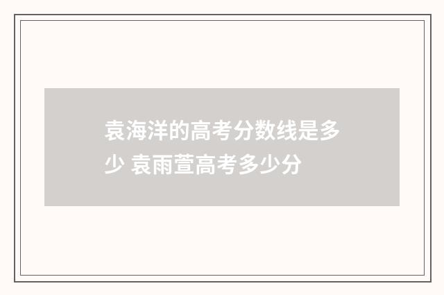 袁海洋的高考分数线是多少 袁雨萱高考多少分