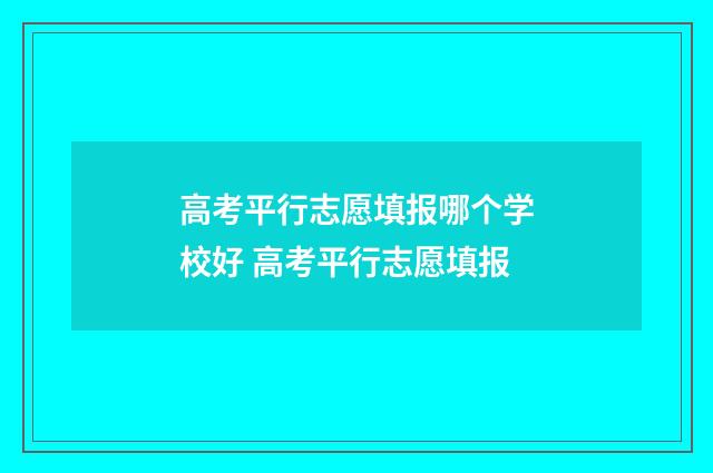 高考平行志愿填报哪个学校好 高考平行志愿填报