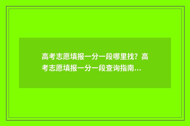 高考志愿填报一分一段哪里找？高考志愿填报一分一段查询指南 高考志愿填报可以报几个学校