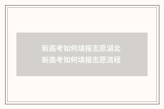 新高考如何填报志愿湖北 新高考如何填报志愿流程