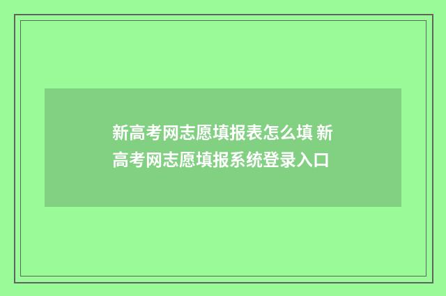 新高考网志愿填报表怎么填 新高考网志愿填报系统登录入口
