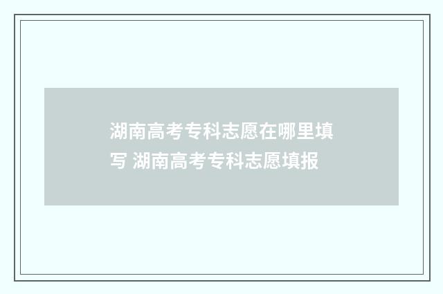 湖南高考专科志愿在哪里填写 湖南高考专科志愿填报