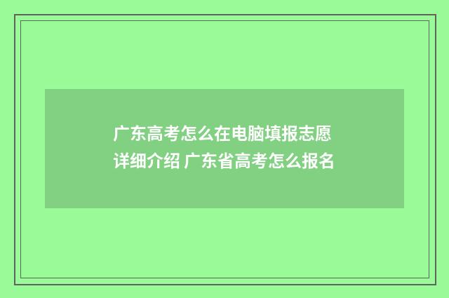 广东高考怎么在电脑填报志愿 详细介绍 广东省高考怎么报名