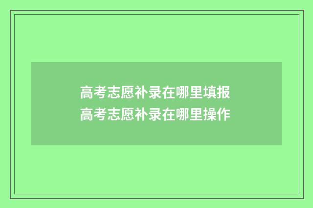 高考志愿补录在哪里填报 高考志愿补录在哪里操作