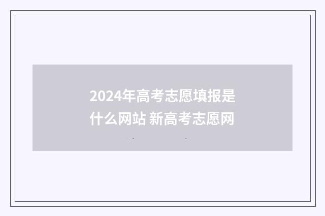 2024年高考志愿填报是什么网站 新高考志愿网