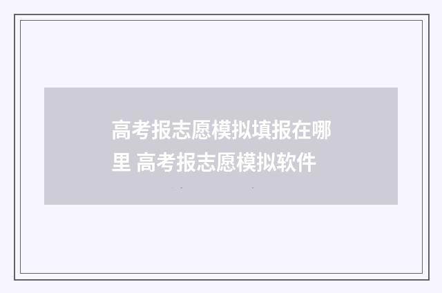 高考报志愿模拟填报在哪里 高考报志愿模拟软件