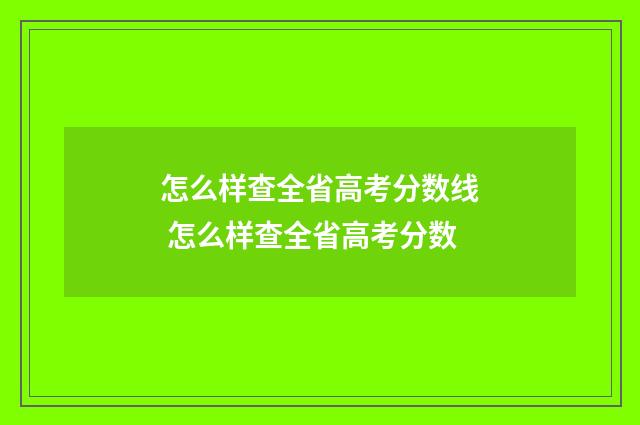 怎么样查全省高考分数线 怎么样查全省高考分数
