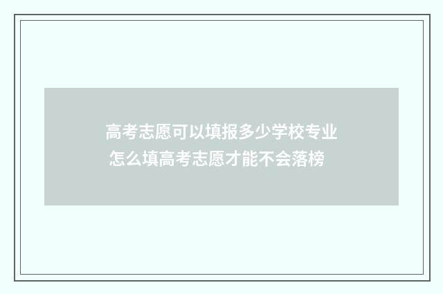高考志愿可以填报多少学校专业 怎么填高考志愿才能不会落榜