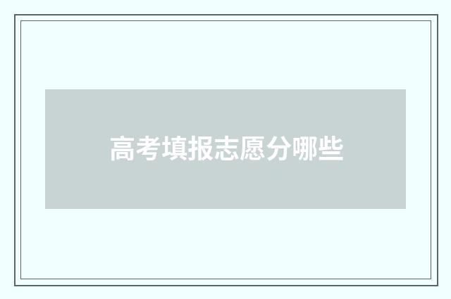 高考填报志愿分哪些