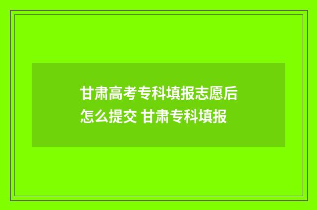 甘肃高考专科填报志愿后怎么提交 甘肃专科填报