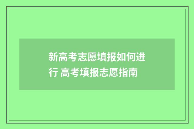新高考志愿填报如何进行 高考填报志愿指南