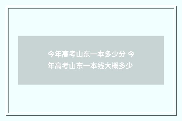 今年高考山东一本多少分 今年高考山东一本线大概多少