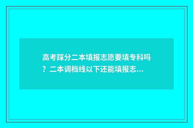 高考踩分二本填报志愿要填专科吗？二本调档线以下还能填报志愿吗？ 高考踩分二本填什么专业