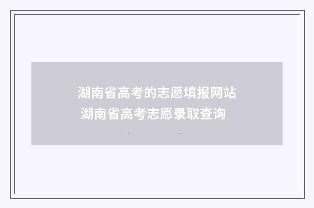 湖南省高考的志愿填报网站 湖南省高考志愿录取查询