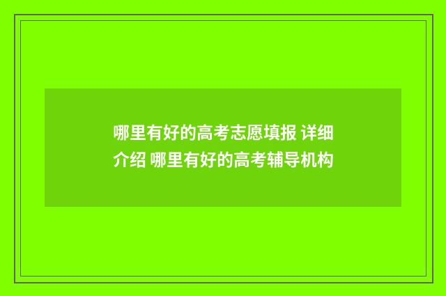 哪里有好的高考志愿填报 详细介绍 哪里有好的高考辅导机构