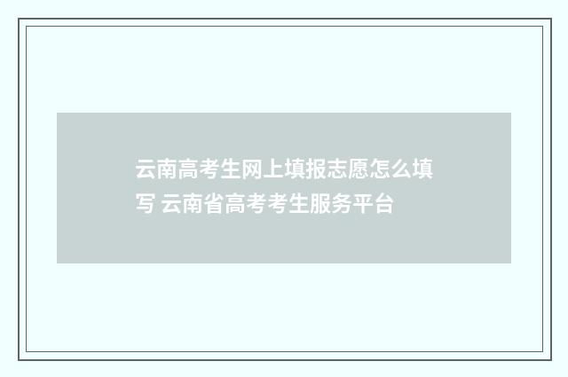 云南高考生网上填报志愿怎么填写 云南省高考考生服务平台