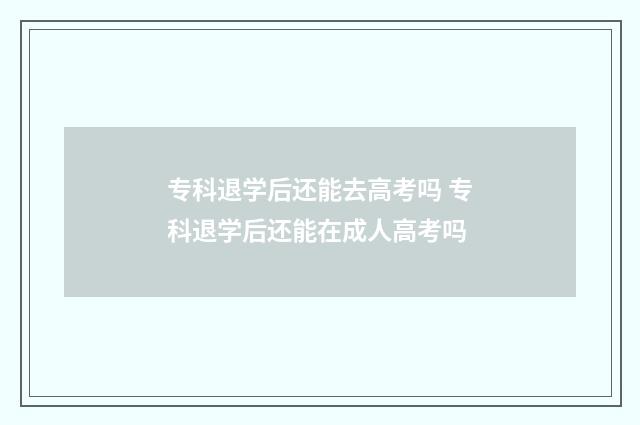 专科退学后还能去高考吗 专科退学后还能在成人高考吗