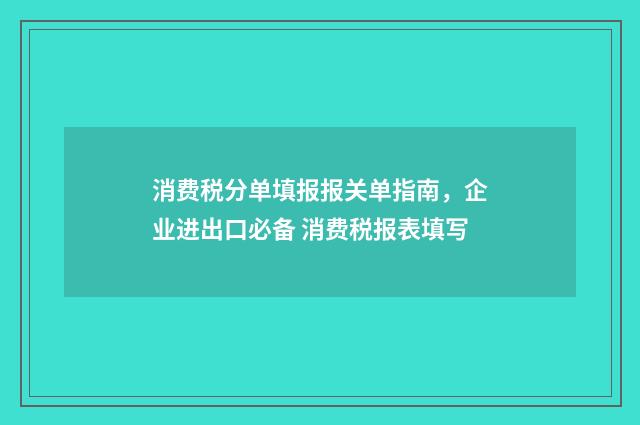 消费税分单填报报关单指南，企业进出口必备 消费税报表填写