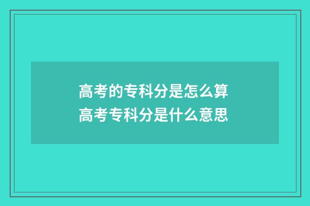 高考的专科分是怎么算 高考专科分是什么意思