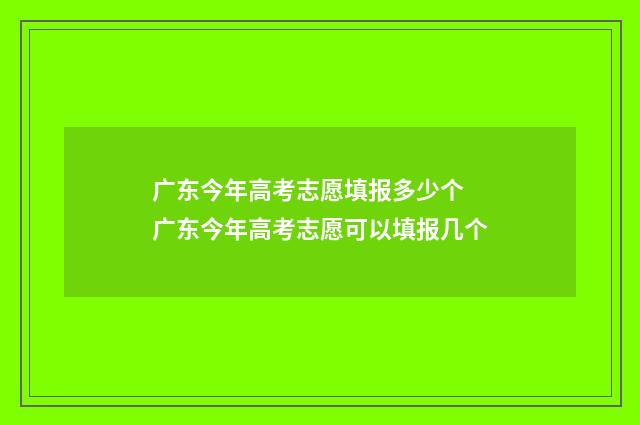 广东今年高考志愿填报多少个 广东今年高考志愿可以填报几个