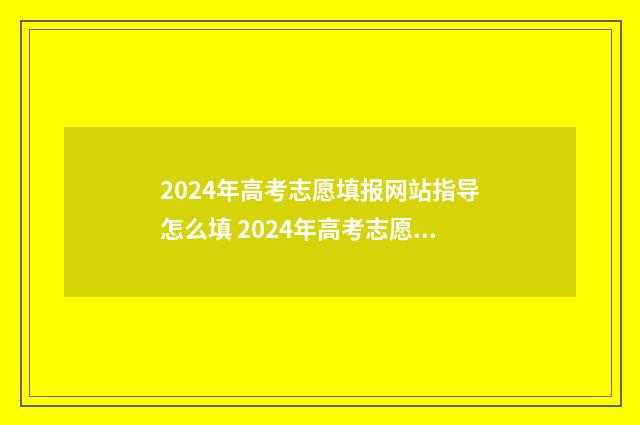 2024年高考志愿填报网站指导怎么填 2024年高考志愿填报指南书