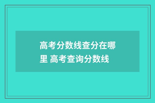 高考分数线查分在哪里 高考查询分数线