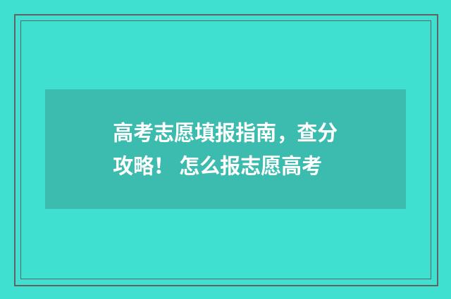 高考志愿填报指南，查分攻略！ 怎么报志愿高考