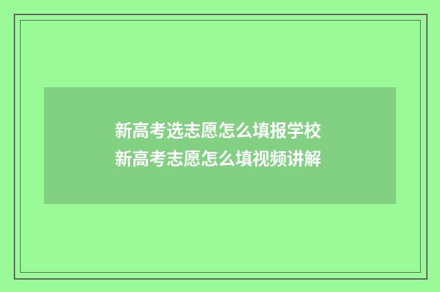 新高考选志愿怎么填报学校 新高考志愿怎么填视频讲解