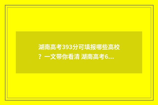 湖南高考393分可填报哪些高校？一文带你看清 湖南高考636分