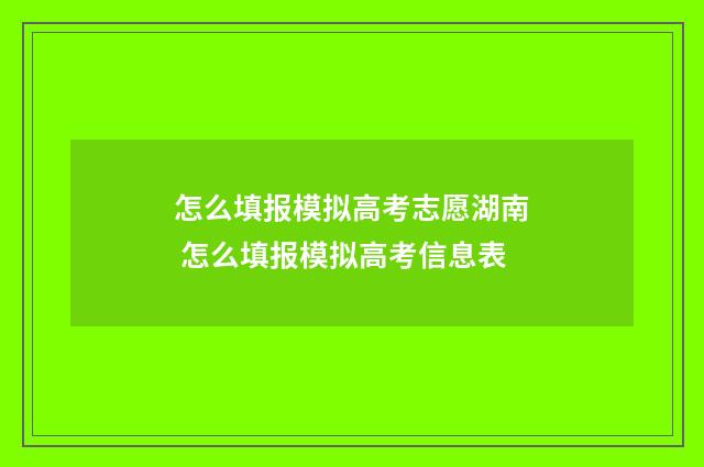 怎么填报模拟高考志愿湖南 怎么填报模拟高考信息表