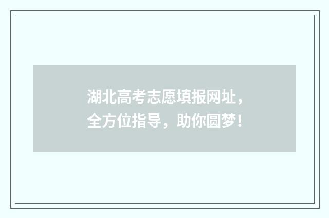 湖北高考志愿填报网址，全方位指导，助你圆梦！